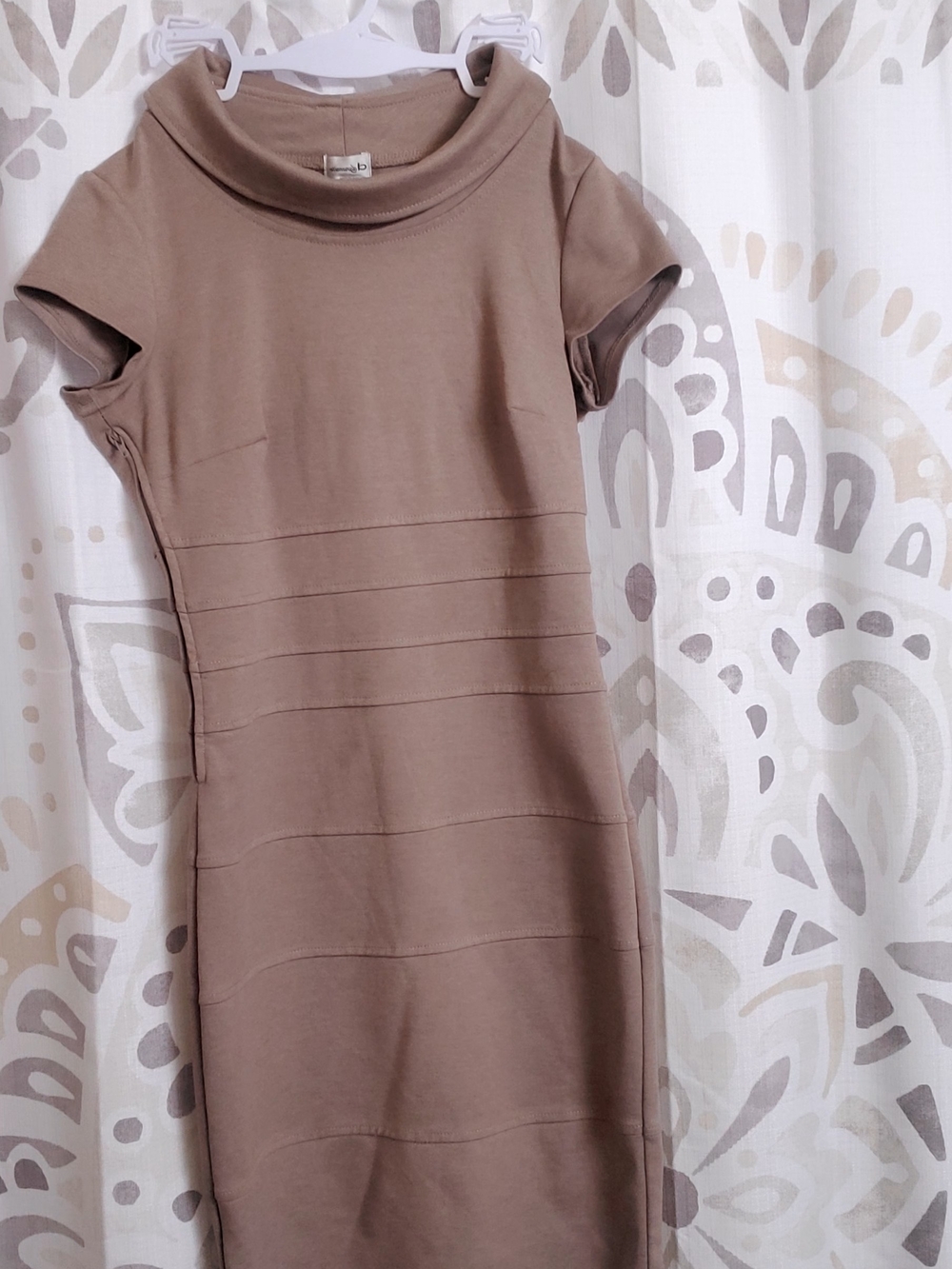 Dynamite Taupe Cowl-Neck Midi Dress